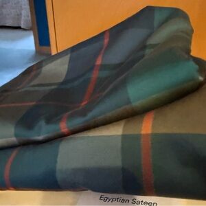 The Company Store Pair Twin Plaid Flat sheets - Green and Red, NWOT